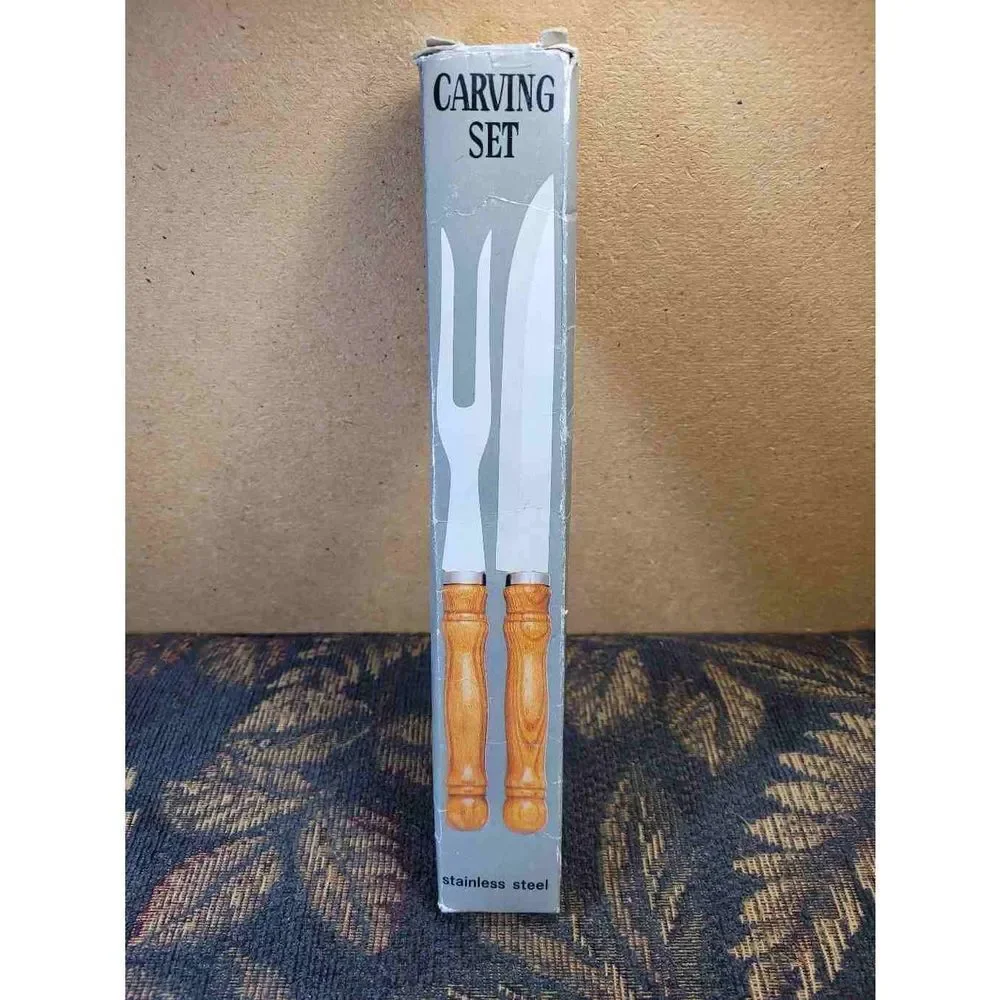 Stainless Steel Carving Set with Wood Handles